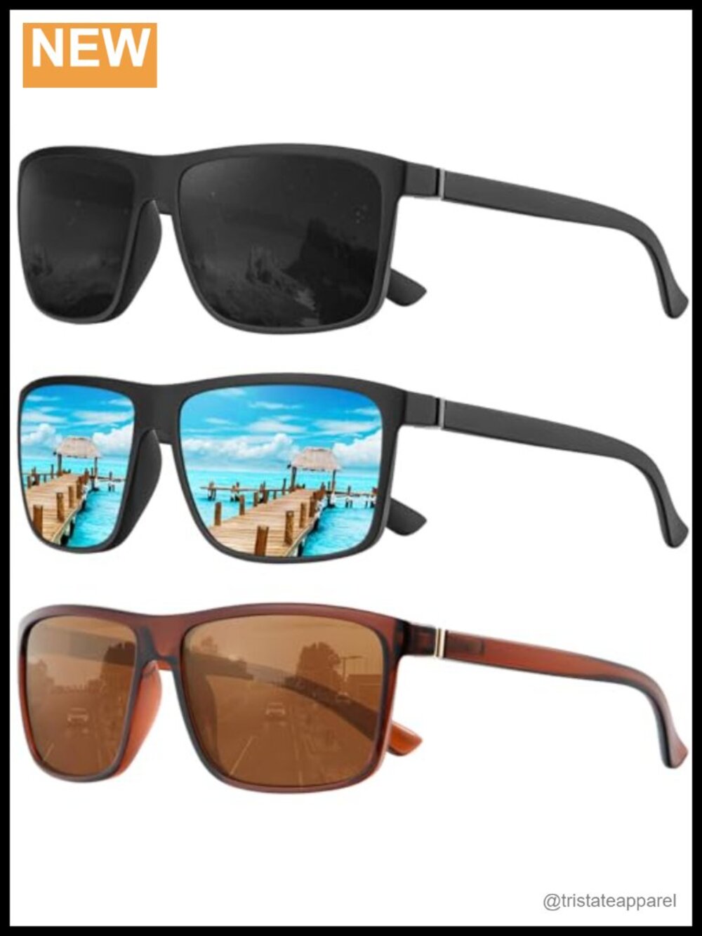 Polarized Sunglasses Rectangular UV Protection for Driving Fishing Golf